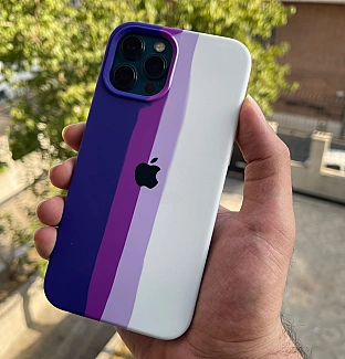 قاب سیلیکون رنگین کمانی بنفش iphone